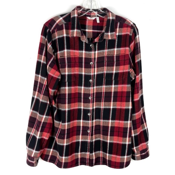 Woolrich Tops - Woolrich Women’s Red & Black Plaid Flannel 100% Cotton Button Down Shirt XL
